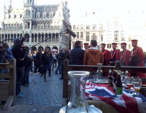 Filming Jamie & Jimmy's Food Fight Club in Brussels.