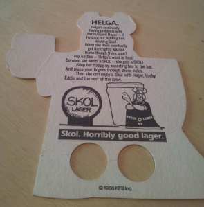 Behind Helga's back... it's all about her getting a beer.