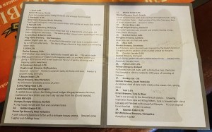 Queens Arms fest beer list